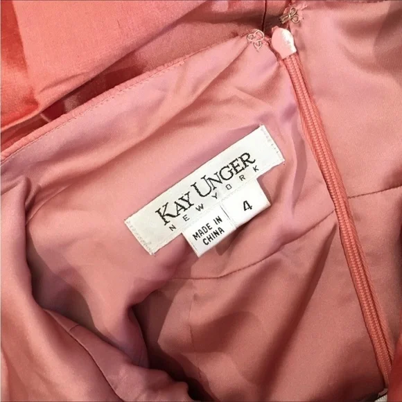 Kay Unger New York pleated a line dress coral size 4 - Picture 7 of 7